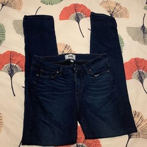 Paige stretchy straight leg jeans, dark blue